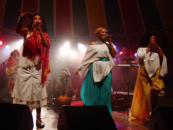 L'urban ethnic soul de Zap Mama rencontre Etran Finatawa, le blues des nomades du désert, au World Music Festival d'Oron, dimanche 31 juillet 2005.