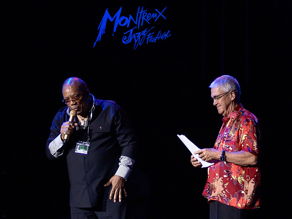 Montreux Jazz Festival 2009, Tribute to Chris Blackwell: Quincy Jones & Claude Nobs introducing the founder of Island Records just before Third World, July 10, Auditorium Stravinski.